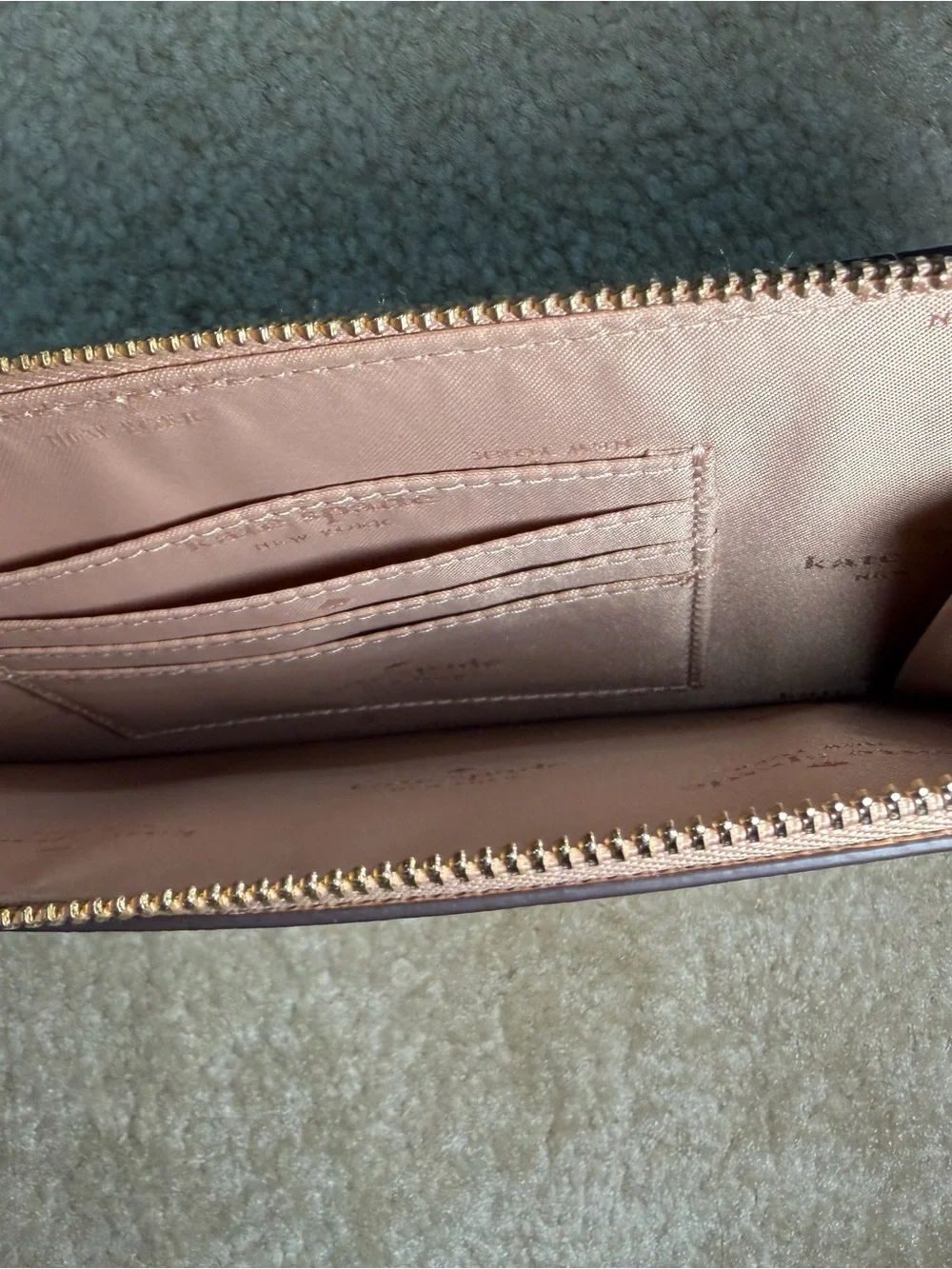 Kate Spade New York Lucy blush pink L-zip wristlet card wallet saffiano leather